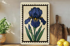 Bearded Iris Flower Metal Sign – Vintage Botanical Garden Wall Art, Rustic Floral Home Decor, Stamp Style Artwork — photo 1