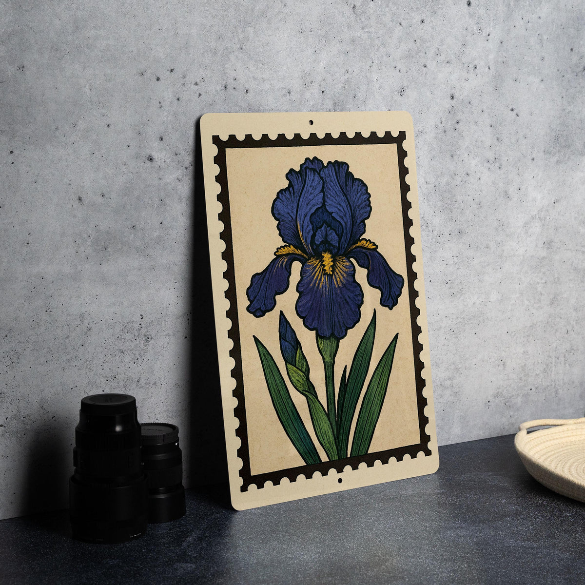 Bearded Iris Flower Metal Sign – Vintage Botanical Garden Wall Art, Rustic Floral Home Decor, Stamp Style Artwork — photo 2