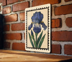 Bearded Iris Flower Metal Sign – Vintage Botanical Garden Wall Art, Rustic Floral Home Decor, Stamp Style Artwork — photo 3