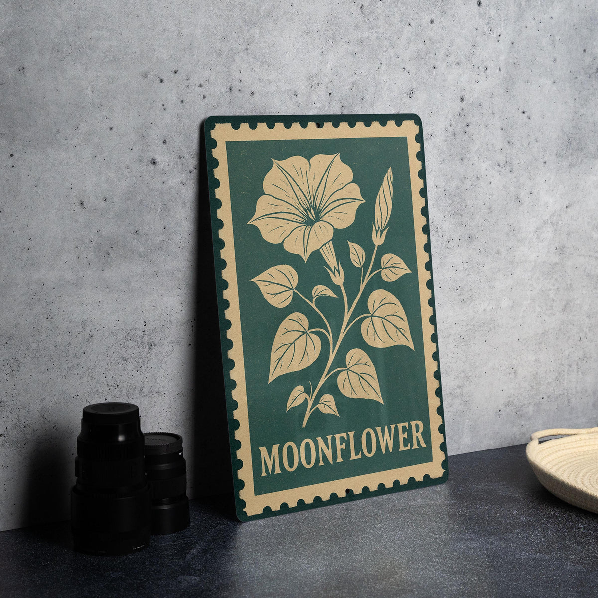 Moonflower Vine Metal Sign – Vintage Stamp Style Wall Art, Botanical Garden Decor, Outdoor Rustic Flower Plaque — photo 2