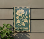 Moonflower Vine Metal Sign – Vintage Stamp Style Wall Art, Botanical Garden Decor, Outdoor Rustic Flower Plaque — photo 5