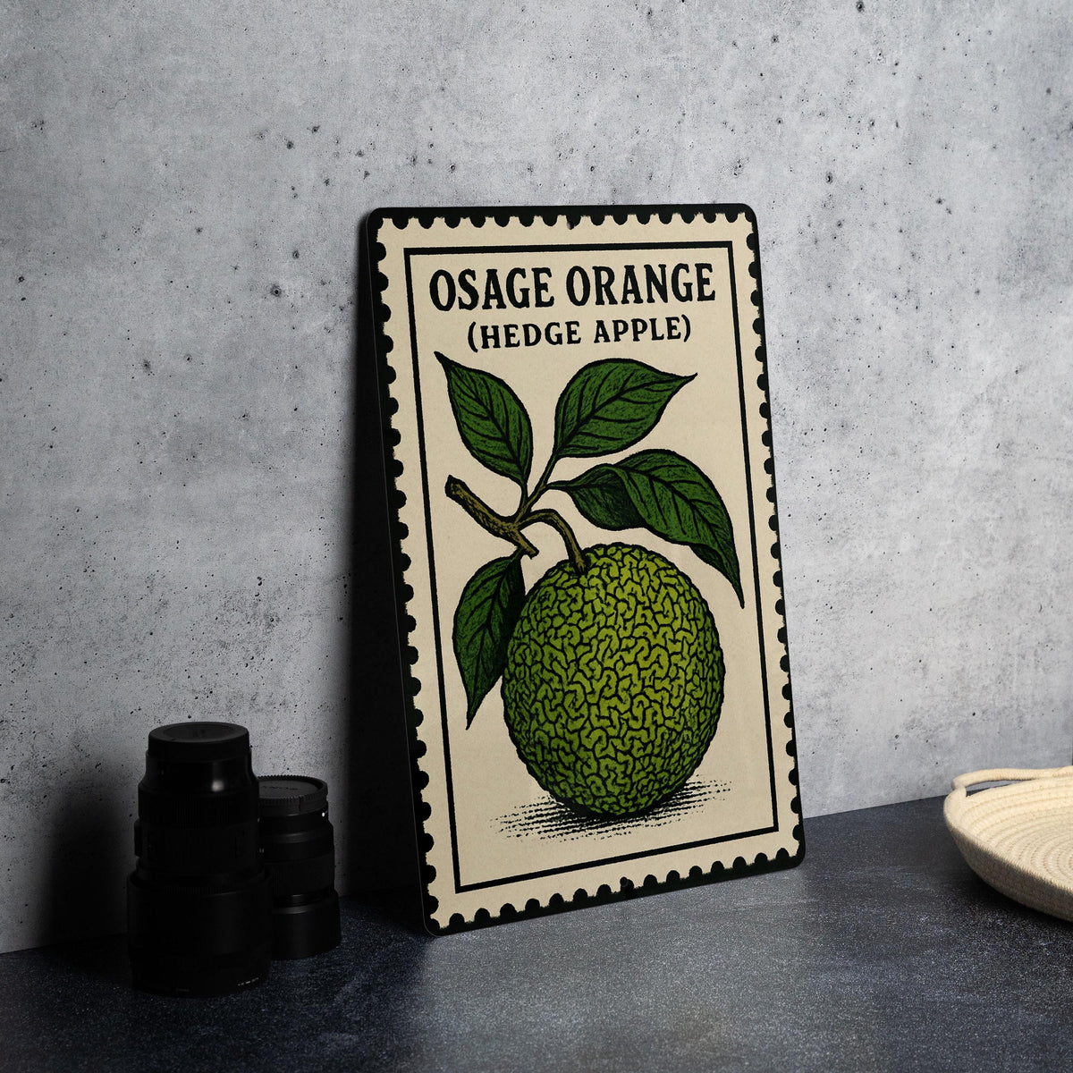 Osage Orange Hedge Apple Metal Sign – Vintage Stamp Style Wall Art, Rustic Farmhouse Decor, Botanical Tin Plaque — photo 4