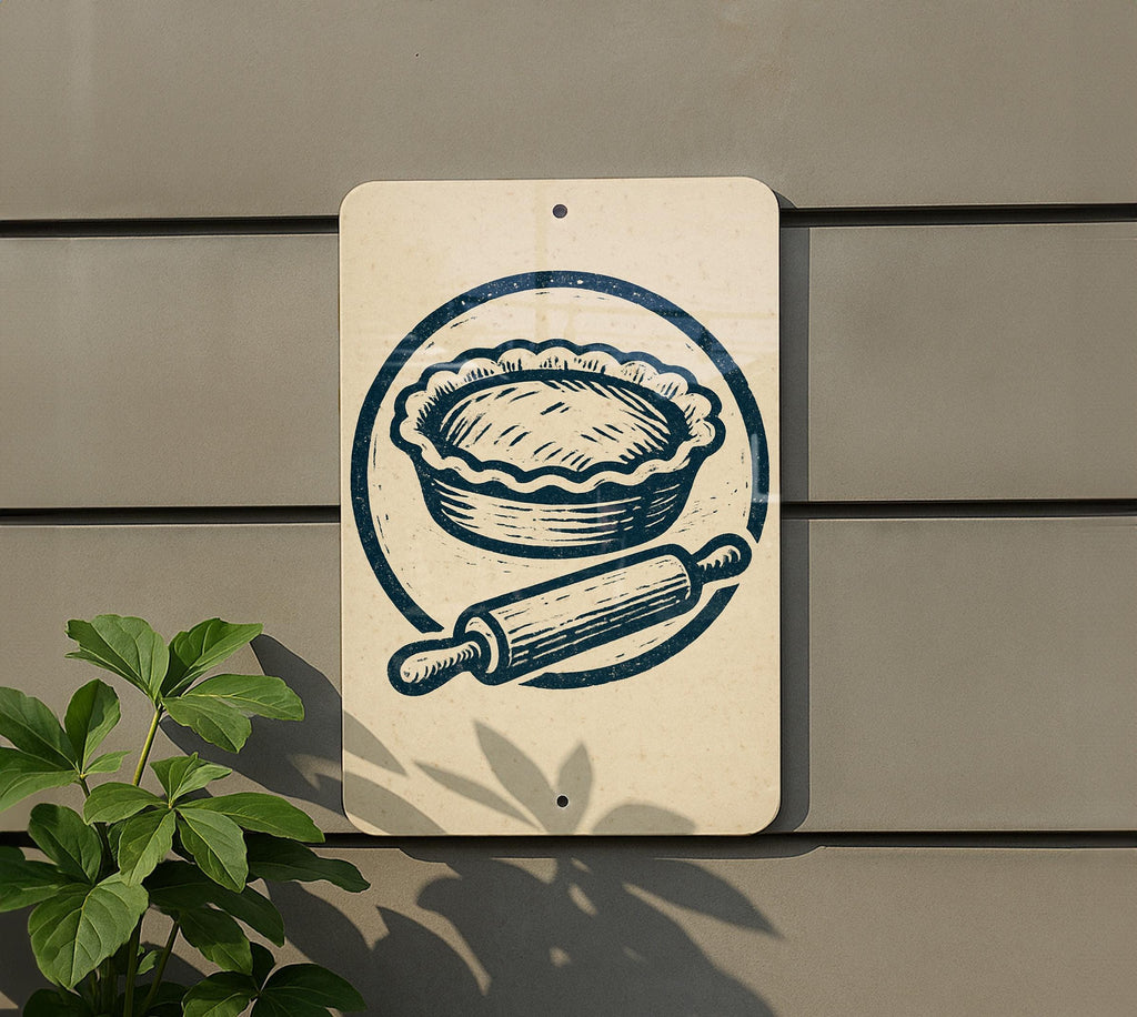 Vintage Pie Dish & Rolling Pin Metal Kitchen Sign – Rustic Baking Wall Decor, Farmhouse Stamp Style Artwork for Bakers — photo 5