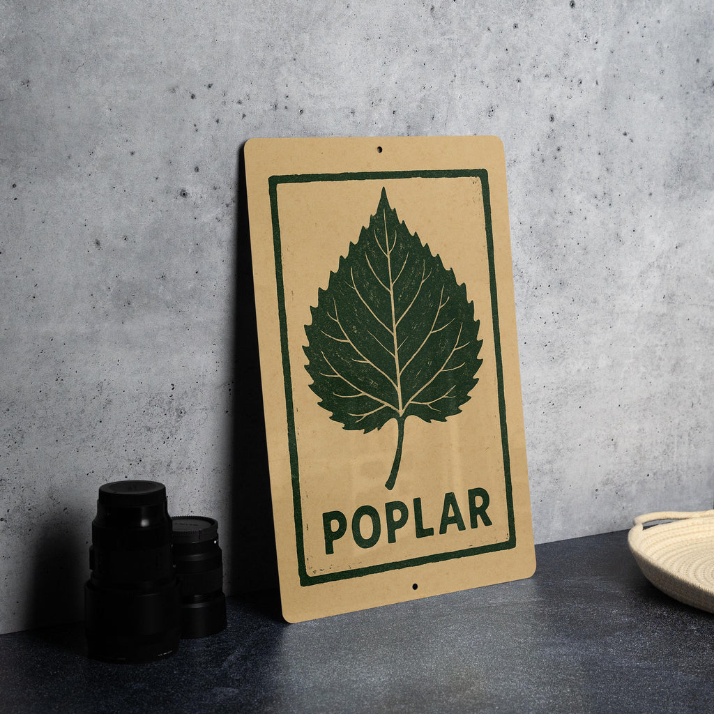 Poplar Leaf Metal Sign – Rustic Stamp Style Wall Art for Cabin, Nature Decor, Outdoor Lodge or Woodland Home Gift — photo 2