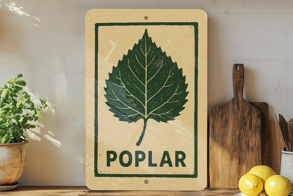 Poplar Leaf Metal Sign – Rustic Stamp Style Wall Art for Cabin, Nature Decor, Outdoor Lodge or Woodland Home Gift — photo 4