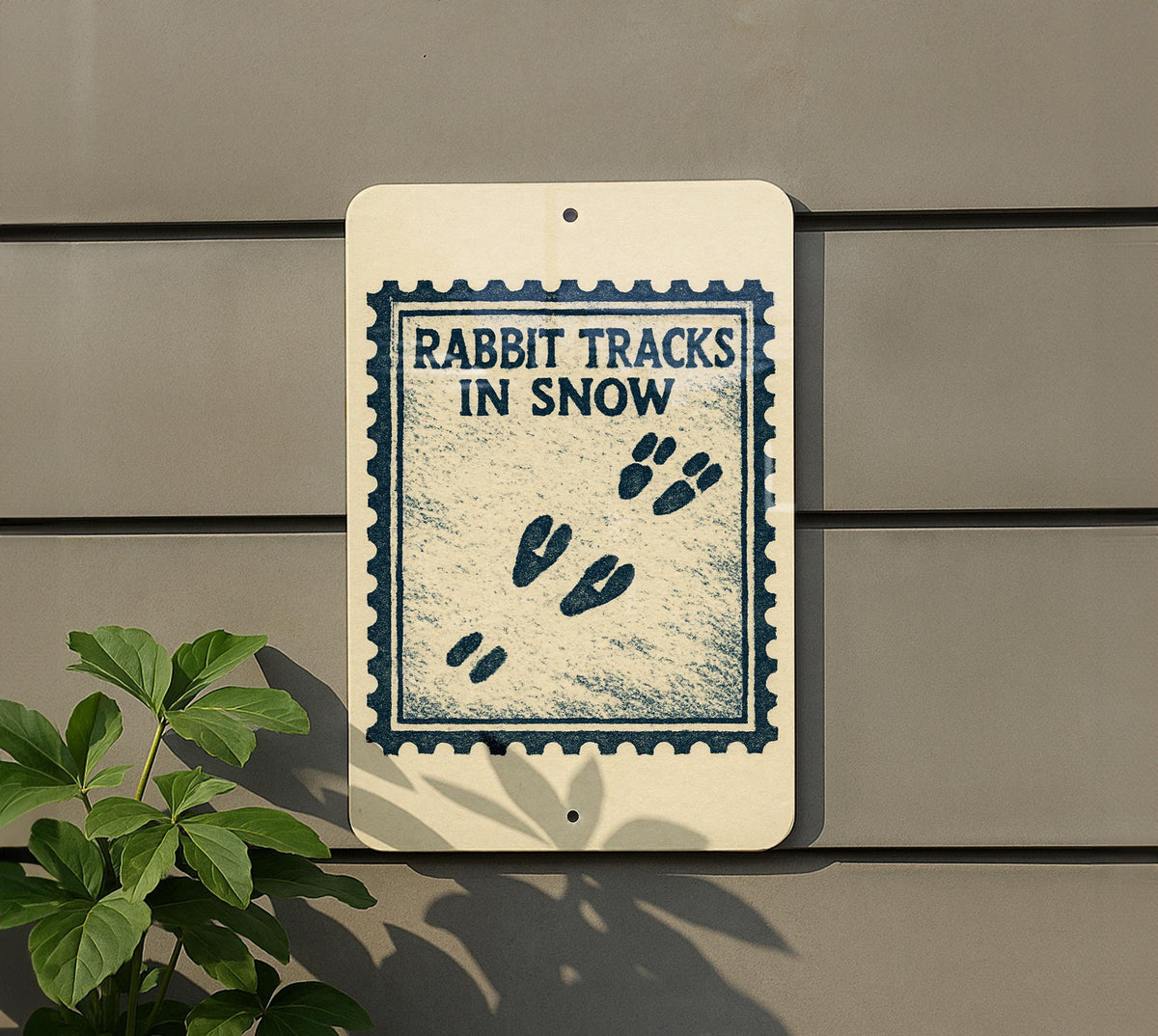Rabbit Tracks in Snow Metal Sign – Rustic Winter Stamp Style Wall Art, Cabin Decor, Animal Footprint Sign for Lodge or Home — photo 5