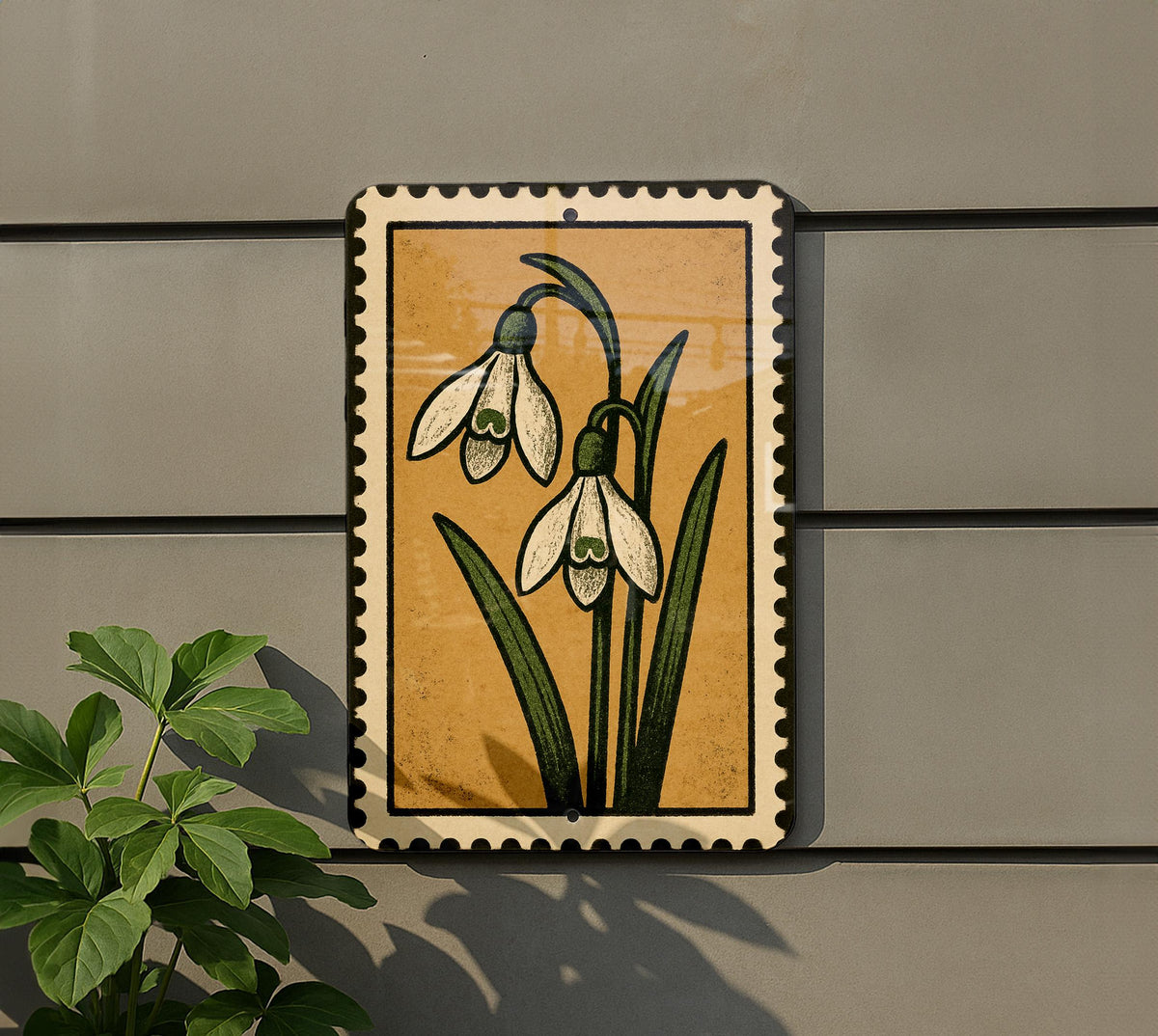 Snowdrop Pair Metal Sign – Vintage Botanical Stamp Style Wall Art, Rustic Floral Home Decor, Garden Lover Gift — photo 5