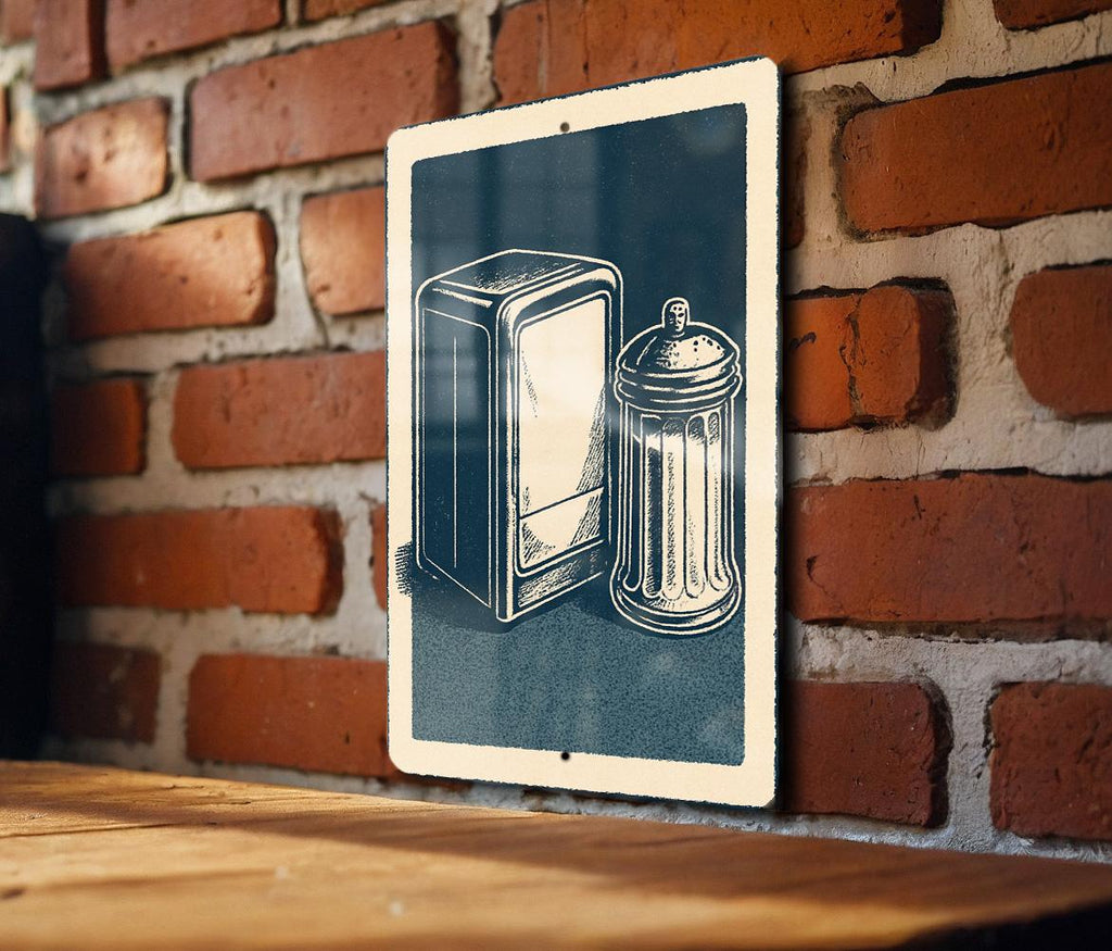 Retro Diner Chrome Napkin Dispenser & Sugar Shaker Stamp Art Metal Sign – Vintage Kitchen Wall Decor Gift — photo 3