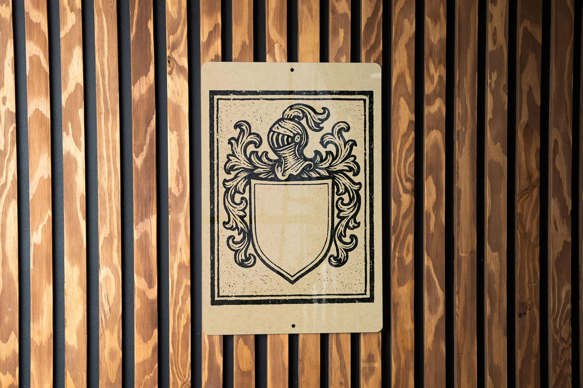 Custom Heraldic Crest Metal Sign – Vintage Blank Coat of Arms Wall Art, Rustic Family Emblem Stamp Style Decor — photo 3