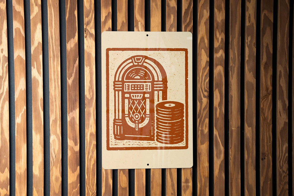 Retro Jukebox Vinyl Records Metal Sign – Vintage Stamp Style Wall Art for Music Room, Bar, Garage, or Man Cave Decor — photo 2
