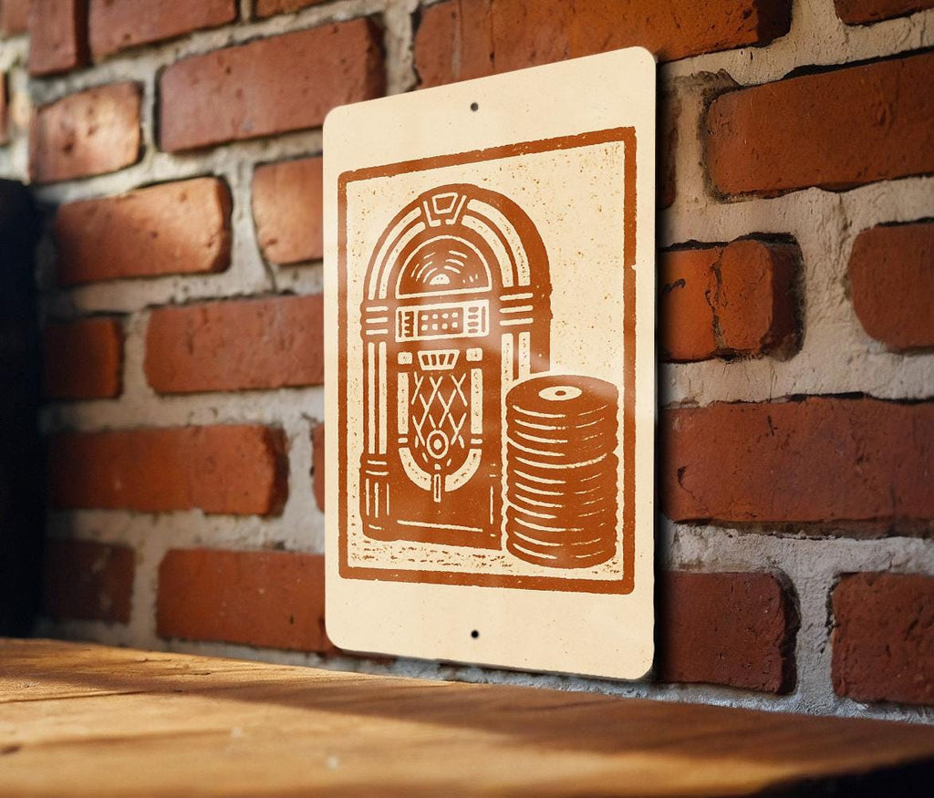 Retro Jukebox Vinyl Records Metal Sign – Vintage Stamp Style Wall Art for Music Room, Bar, Garage, or Man Cave Decor — photo 3