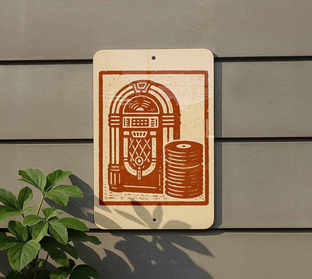Retro Jukebox Vinyl Records Metal Sign – Vintage Stamp Style Wall Art for Music Room, Bar, Garage, or Man Cave Decor — photo 5