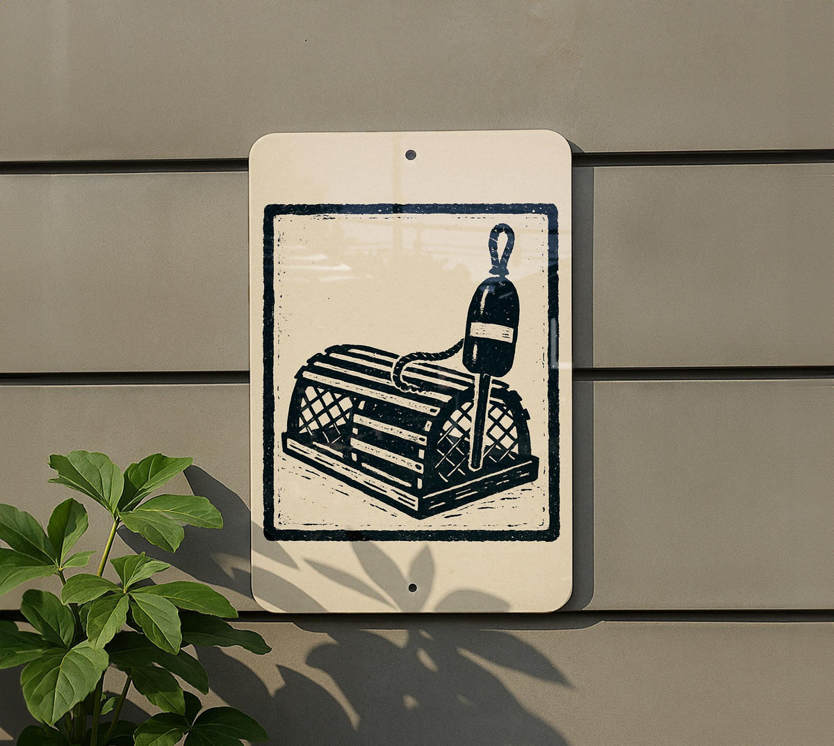 Lobster Trap & Buoy Metal Sign – Nautical Coastal Wall Art, Rustic Beach House Decor, Stamp Style Fishing Sign — photo 5
