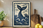 Mermaid Tail Metal Sign – Nautical Ocean Waves Wall Art, Coastal Beach House Decor, Rustic Sea Life Stamp Style Design — photo 3