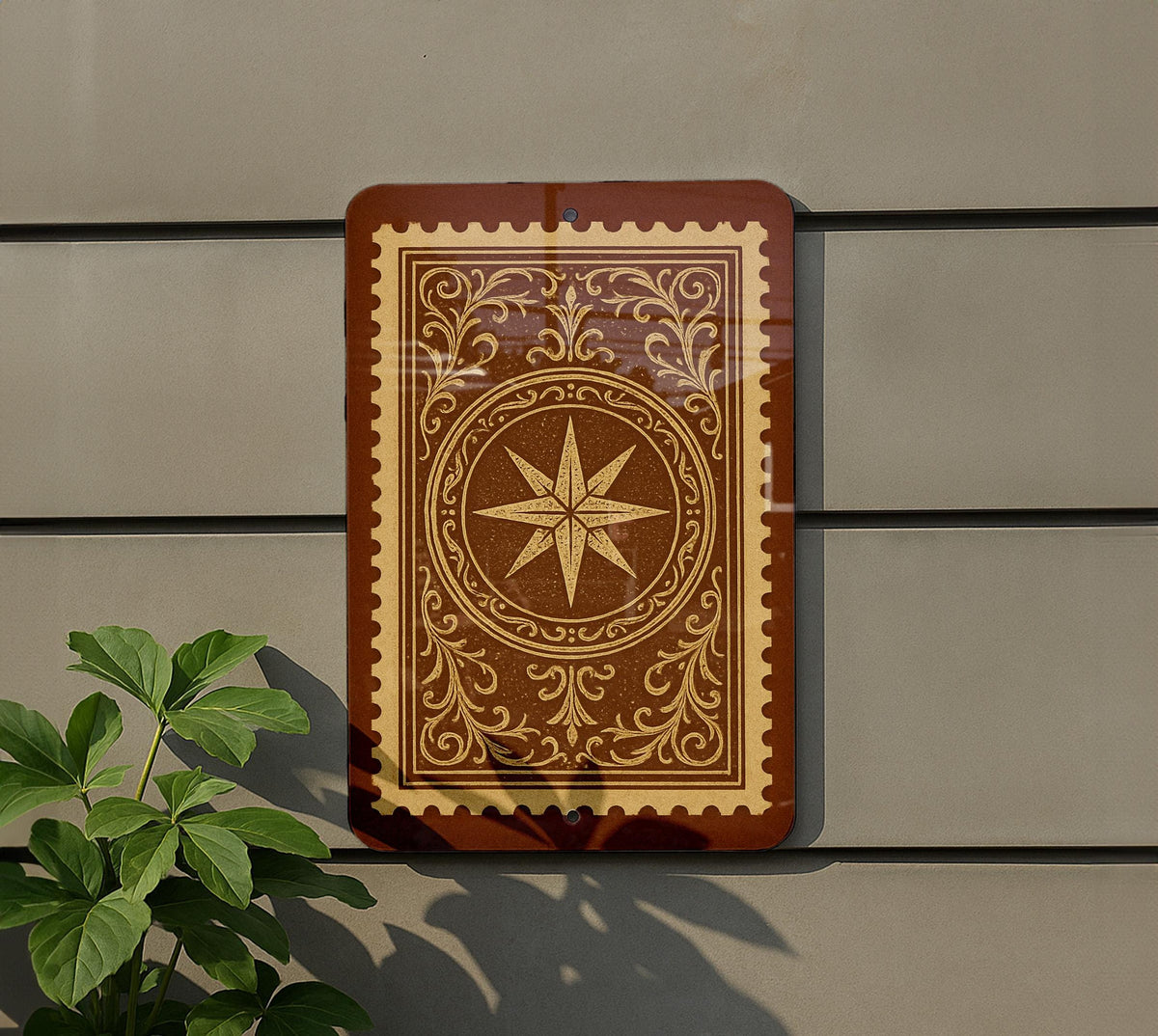 Ornate Tarot Card Back Metal Sign – Mystical Stamp Style Wall Art for Witchy Decor, Occult Aesthetic, Gothic Home Gift — photo 5