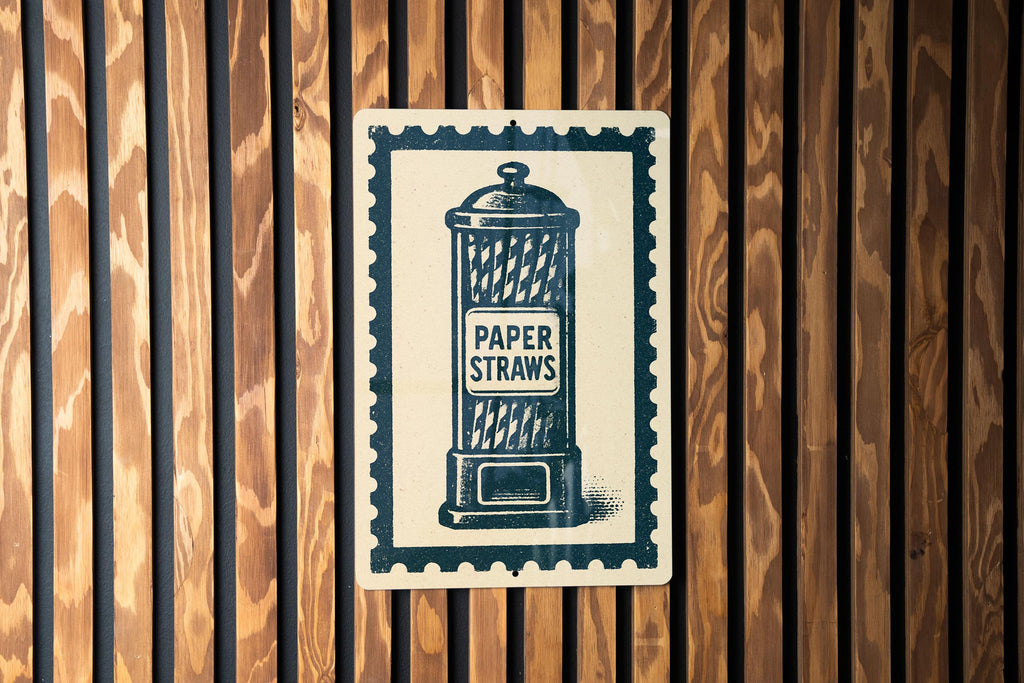Vintage Paper Straw Dispenser Metal Sign – Retro Kitchen Wall Art, Stamp Style Tin Decor for Diner or Bar — photo 4