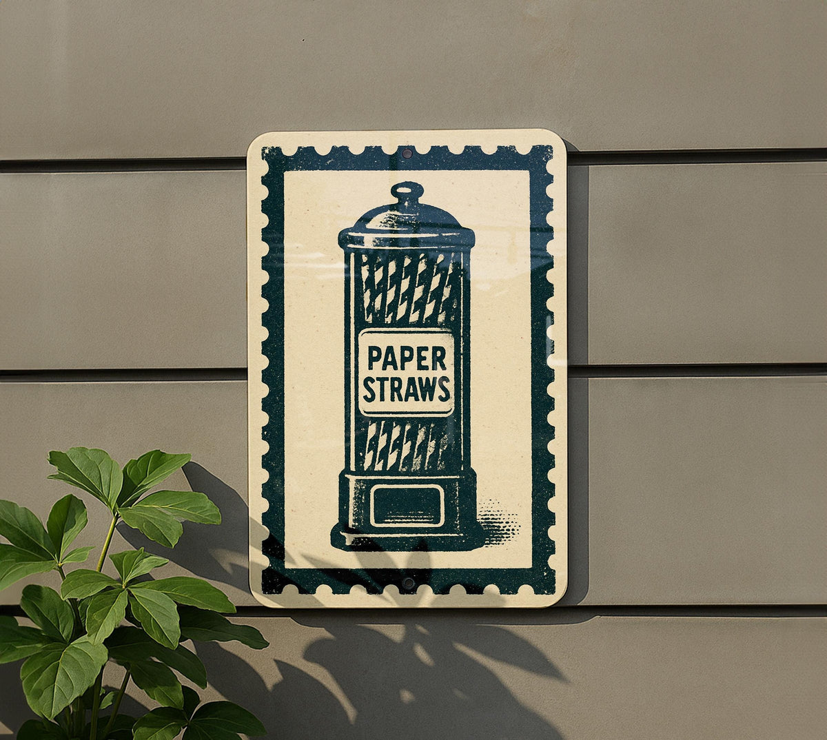 Vintage Paper Straw Dispenser Metal Sign – Retro Kitchen Wall Art, Stamp Style Tin Decor for Diner or Bar — photo 5