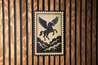Pegasus Silhouette Metal Sign – Mythical Winged Horse Above Clouds Wall Art, Rustic Stamp Style Home Decor — photo 2