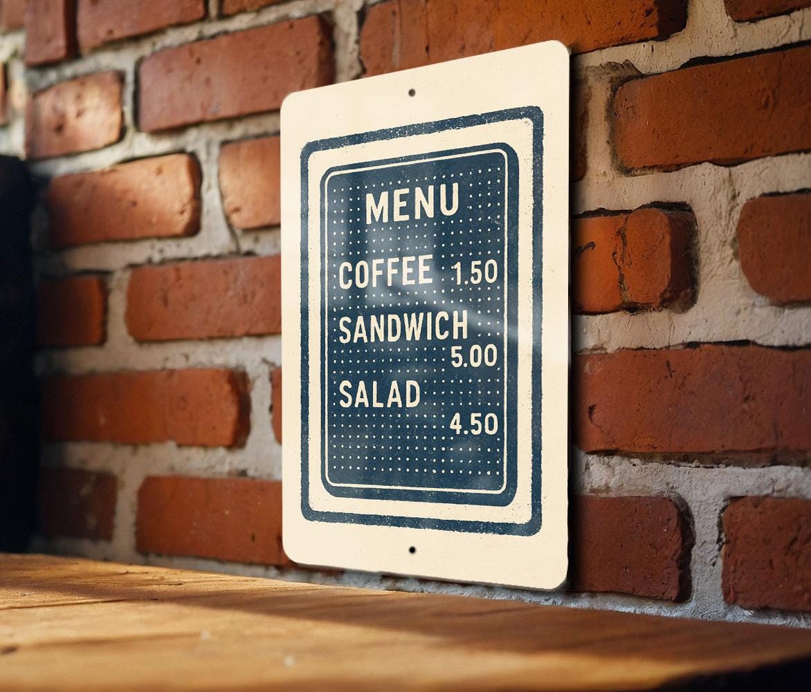Custom Metal Pegboard Menu Sign – Vintage Stamp Style Plastic Letter Board Wall Art for Kitchen, Café, or Restaurant Decor — photo 1