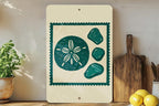 Coastal Sand Dollar & Sea Glass Metal Sign – Beach House Wall Art, Nautical Stamp Style Decor for Ocean Lovers — photo 2