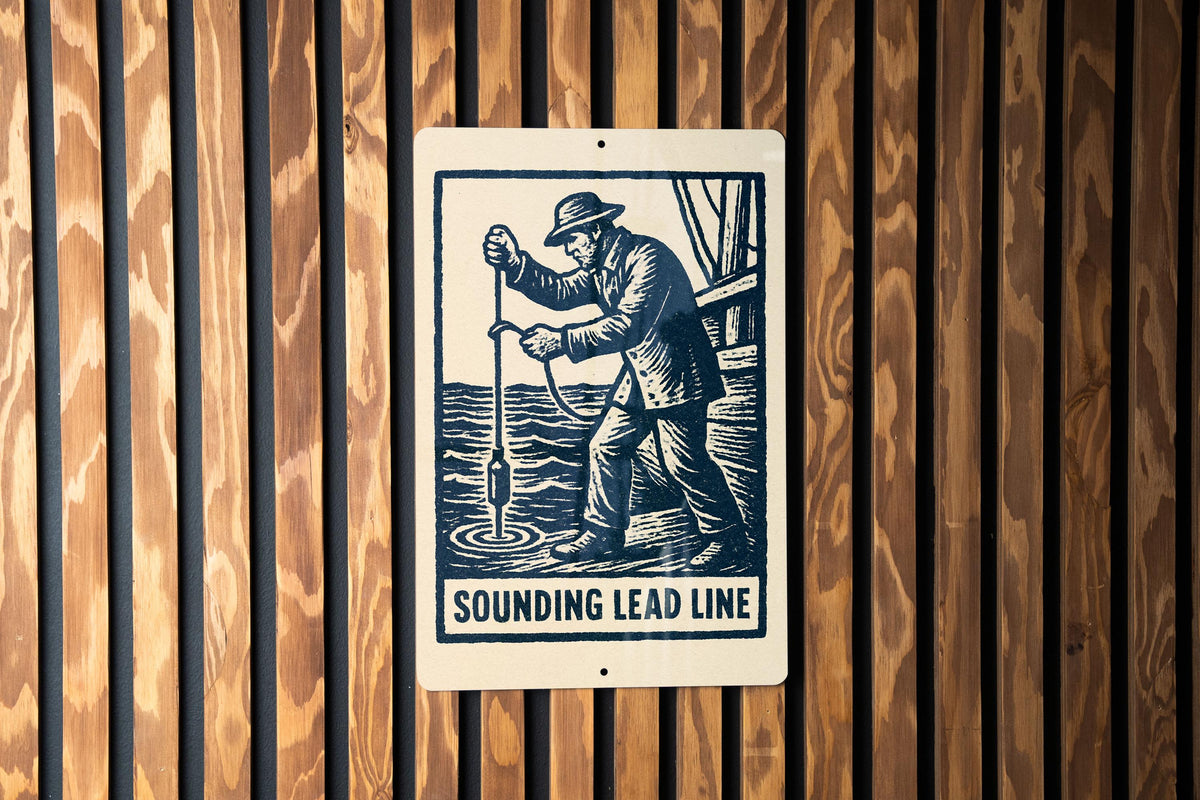 Nautical Soundings Lead Line Metal Sign – Vintage Maritime Stamp Style Wall Art for Coastal Home or Boat Decor — photo 1