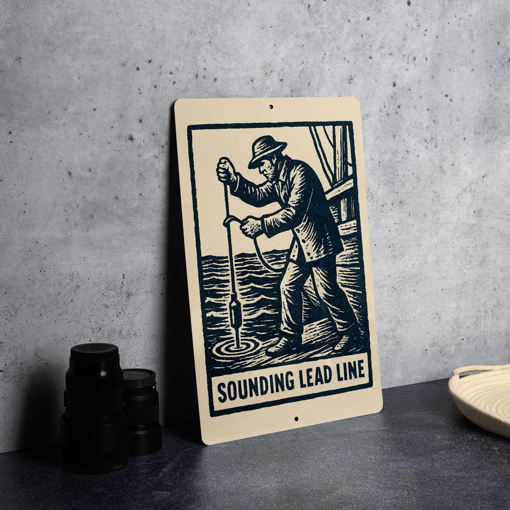 Nautical Soundings Lead Line Metal Sign – Vintage Maritime Stamp Style Wall Art for Coastal Home or Boat Decor — photo 2