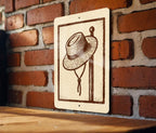 Straw Hat Stamp Art Metal Sign – Rustic Farmhouse Wall Decor, Vintage Country Style Peg Hat Display, Barn Art Sign — photo 3
