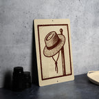 Straw Hat Stamp Art Metal Sign – Rustic Farmhouse Wall Decor, Vintage Country Style Peg Hat Display, Barn Art Sign — photo 4