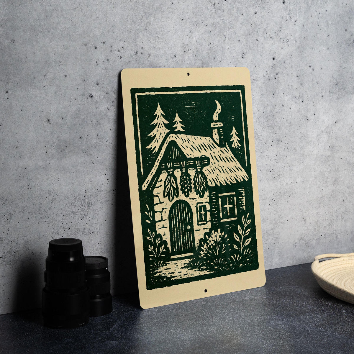 Witch's Cottage Metal Sign – Rustic Herb Bundle Art, Vintage Stamp Style Wall Decor for Witches, Mystical Garden Sign — photo 2