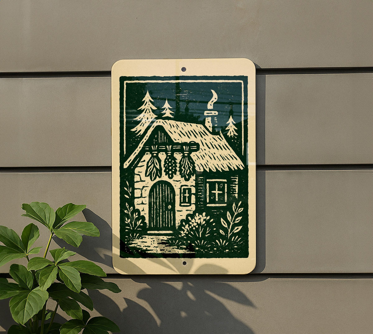 Witch's Cottage Metal Sign – Rustic Herb Bundle Art, Vintage Stamp Style Wall Decor for Witches, Mystical Garden Sign — photo 5