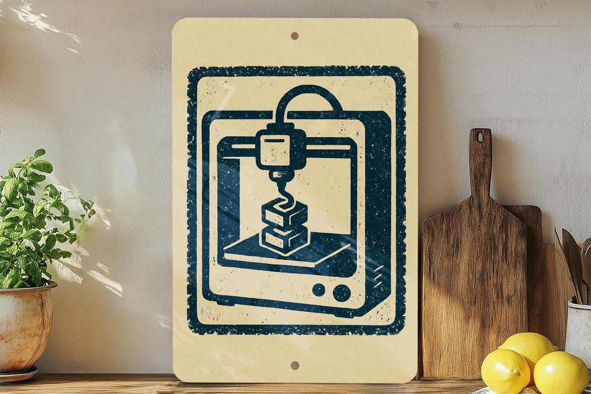 3D Printer Metal Sign – Vintage Stamp Style Wall Art for Makerspace, Workshop, Tech Room, Engineer Gift Decor — photo 2