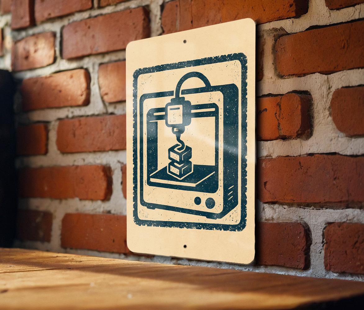 3D Printer Metal Sign – Vintage Stamp Style Wall Art for Makerspace, Workshop, Tech Room, Engineer Gift Decor — photo 4