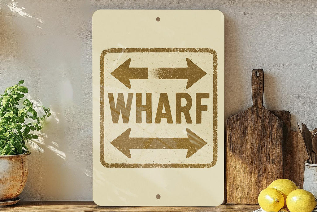 Custom Wharf Arrow Sign Metal Wall Art – Vintage Stamp Style Nautical Decor for Home, Bar, Dock or Coastal Cabin — photo 2