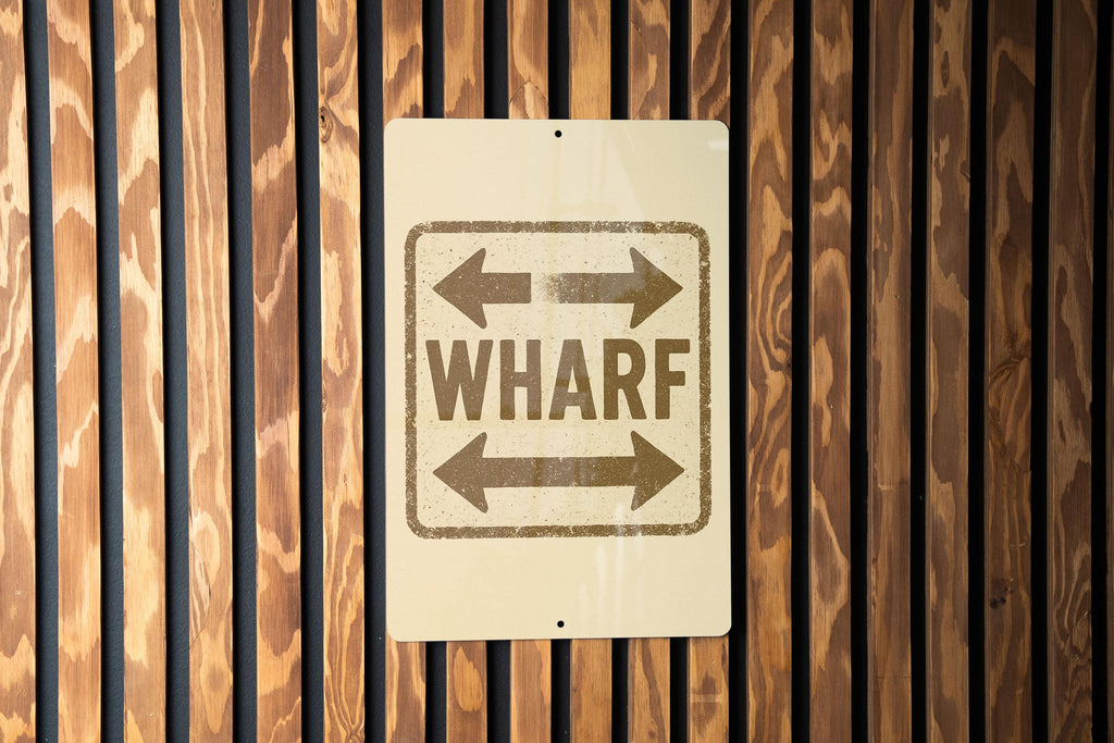Custom Wharf Arrow Sign Metal Wall Art – Vintage Stamp Style Nautical Decor for Home, Bar, Dock or Coastal Cabin — photo 3