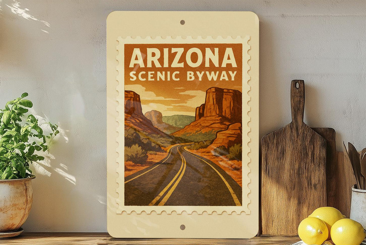 Arizona Scenic Byway Metal Sign – Vintage Road Stamp Art, Rustic Wall Decor, Retro Travel Poster Style, Arizona Highway Gift — photo 2
