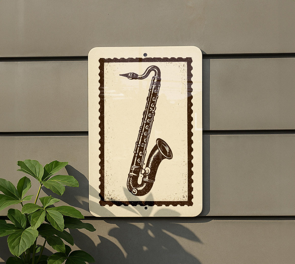 Bass Clarinet Metal Sign – Vintage Stamp Style Wall Art for Musicians, Music Room Decor, Clarinet Player Gift — photo 5