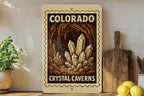 Colorado Crystal Caverns Metal Sign – Vintage Stamp Style Wall Art, Rustic Colorado Decor, Retro Travel Souvenir Sign — photo 1