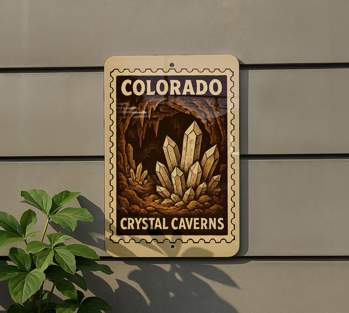 Colorado Crystal Caverns Metal Sign – Vintage Stamp Style Wall Art, Rustic Colorado Decor, Retro Travel Souvenir Sign — photo 5