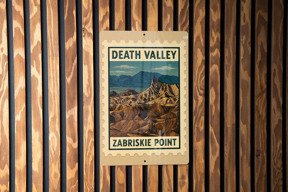 Death Valley Zabriskie Point Metal Sign – Vintage Stamp Style Wall Art, Retro National Park Decor for Home or Cabin — photo 2