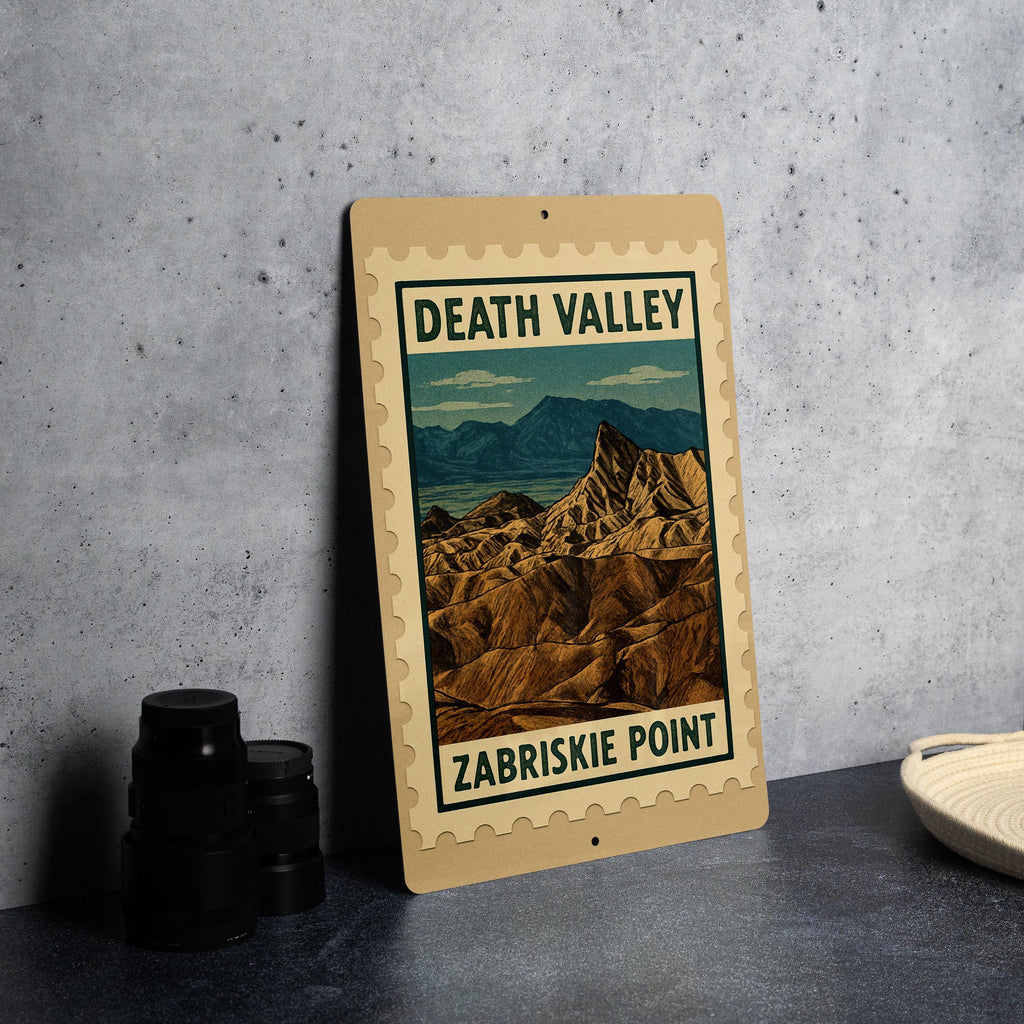 Death Valley Zabriskie Point Metal Sign – Vintage Stamp Style Wall Art, Retro National Park Decor for Home or Cabin — photo 3