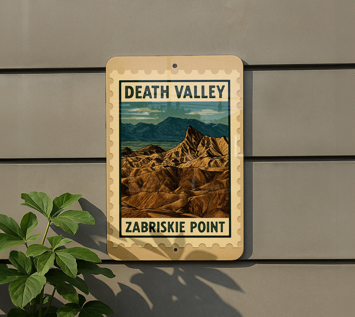 Death Valley Zabriskie Point Metal Sign – Vintage Stamp Style Wall Art, Retro National Park Decor for Home or Cabin — photo 5