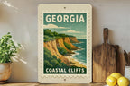 Georgia Coastal Clifftops Metal Sign – Vintage Stamp Style Wall Art, Rustic Beach Decor, Coastal Landscape Home Sign — photo 2