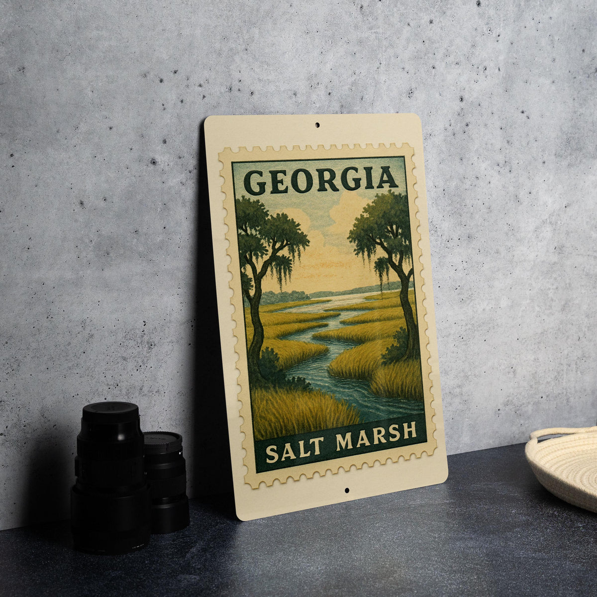 Georgia Salt Marsh Overlook Metal Sign – Rustic Coastal Wall Art, Vintage Nature Scene, Southern Landscape Home Decor — photo 1
