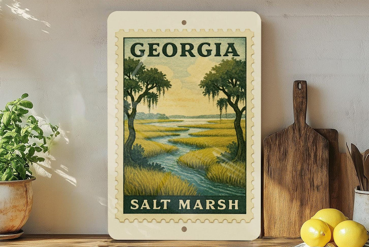 Georgia Salt Marsh Overlook Metal Sign – Rustic Coastal Wall Art, Vintage Nature Scene, Southern Landscape Home Decor — photo 4