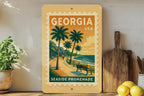 Georgia Seaside Promenade Metal Sign – Vintage Stamp Style Coastal Wall Art, Beach House Decor, Retro Travel Poster Sign — photo 2