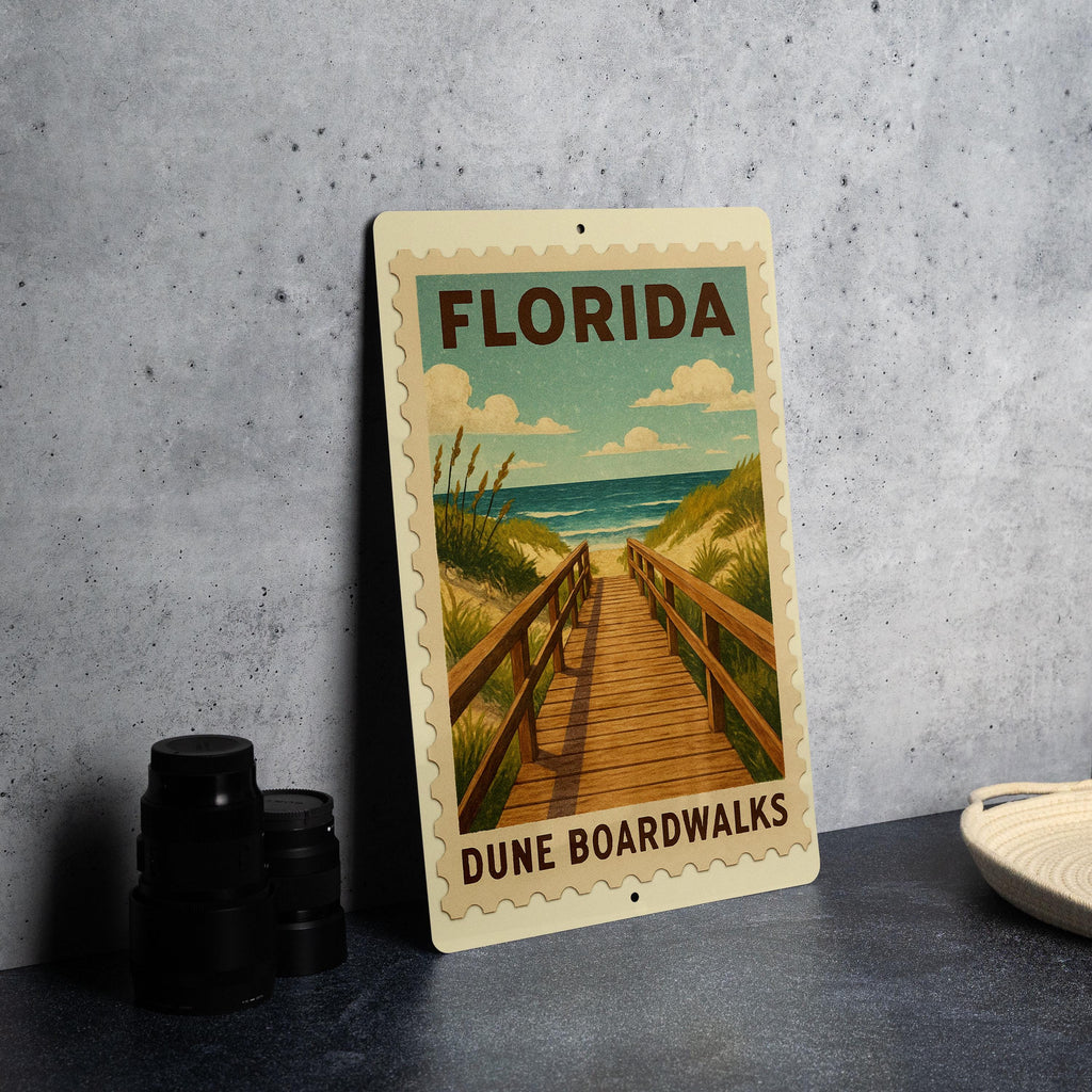 Florida Dune Boardwalks Metal Sign – Vintage Stamp Style Wall Art for Beach House, Coastal Decor, Rustic Florida Gift — photo 4