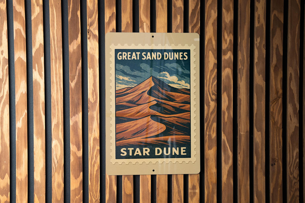Great Sand Dunes Star Dune Metal Sign – Vintage National Park Stamp Style Wall Art for Home or Cabin Décor — photo 1