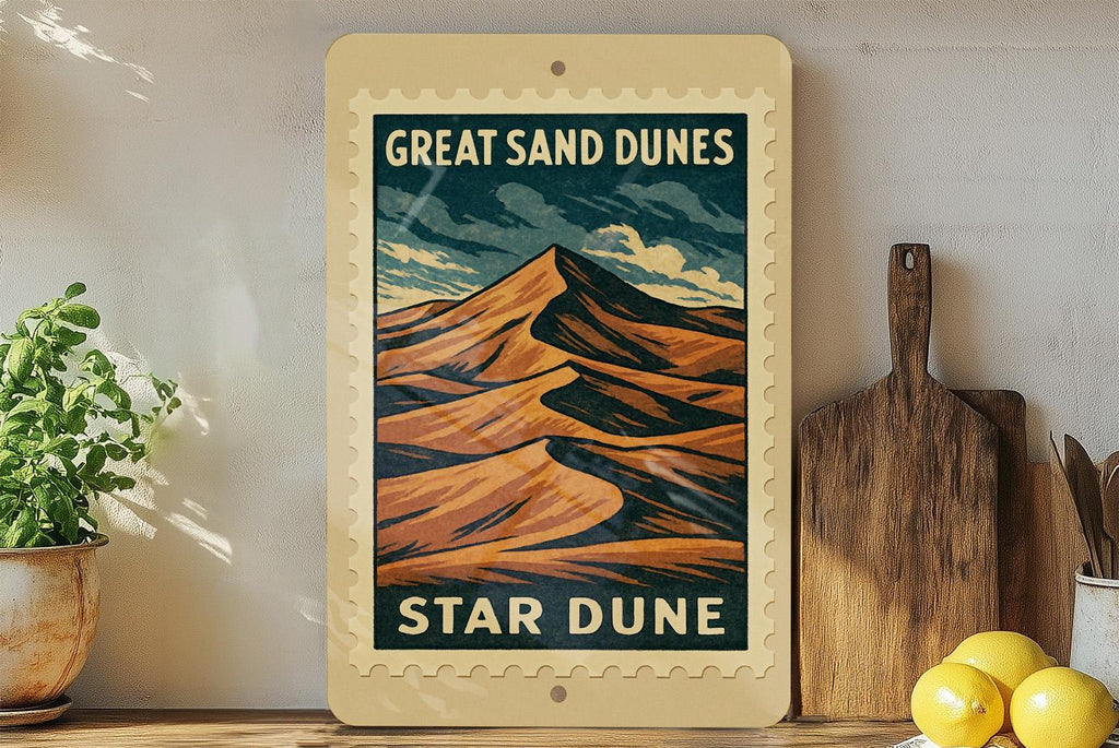 Great Sand Dunes Star Dune Metal Sign – Vintage National Park Stamp Style Wall Art for Home or Cabin Décor — photo 2
