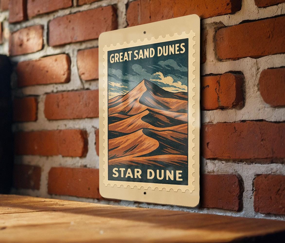 Great Sand Dunes Star Dune Metal Sign – Vintage National Park Stamp Style Wall Art for Home or Cabin Décor — photo 3