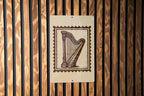 Vintage Harp Stamp Metal Sign – Celtic Music Wall Art, Rustic Irish Decor, Musical Instrument Gift for Music Lovers — photo 1